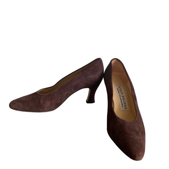 Vintage Evan Picone Suede Chocolate Brown Pumps Size 6.5 M Classic Career - Picture 5 of 9